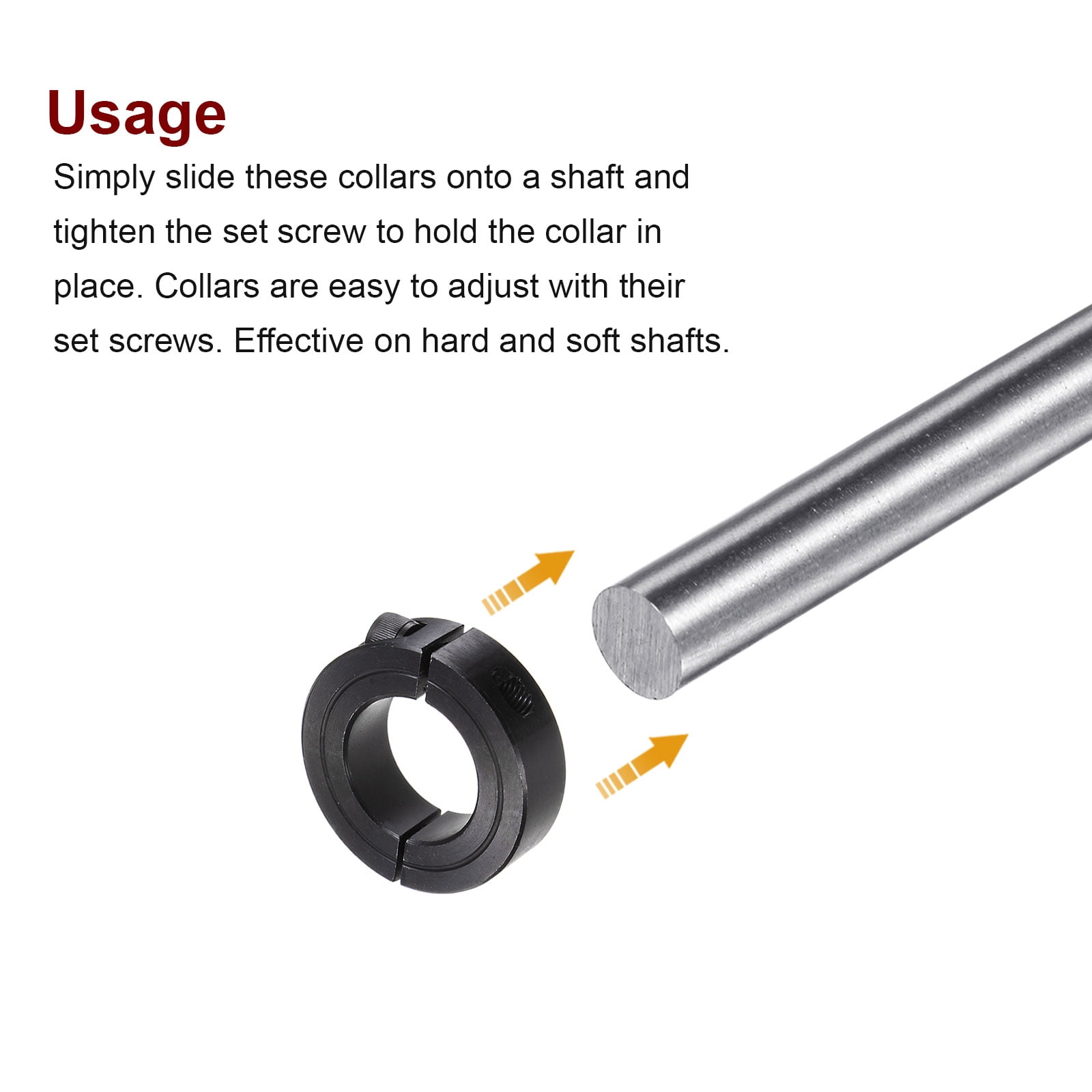 Uxcell 4pcs Shaft Collar for 1" Rod 1-3/4" OD 1/2" Width Double Split Axle Clamp-On Collar with Set Screw