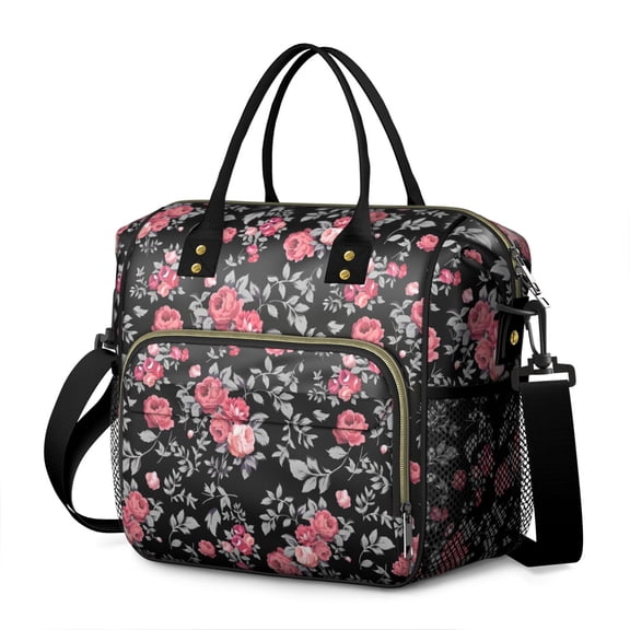 Pioneer Flower Floral Print Pattern Womens Lunch Box for Work,Insulated Large Lunch Bag for Tween and Teen,Loncheras Para Mujer,Leakproof Adult Lunch Bag for Work,Beach,Travel,Picnic,Camping