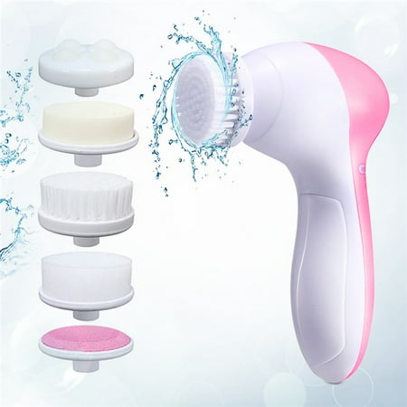 5in1 Multifunction Electric Electronic Beauty Deep Clean Face Skin  Facial Cleaner Cleansing Cleanser Care Spin Brush and Massager Scrubber Exfoliator Machine Cleaning System