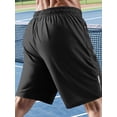 thumbnail image 4 of Men's High-Stretch Athletic Shorts – Adjustable waist, zippered pockets, printed black stretch fabric. Great for workouts, casual, beach & outdoor., 4 of 9