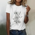 thumbnail image 2 of Womens Graphic T Shirts Botanical Floral Line Art Crew Neck Short Sleeve Casual Tee with Relaxed Everyday Fit Summer Shirts for Women, 2 of 4