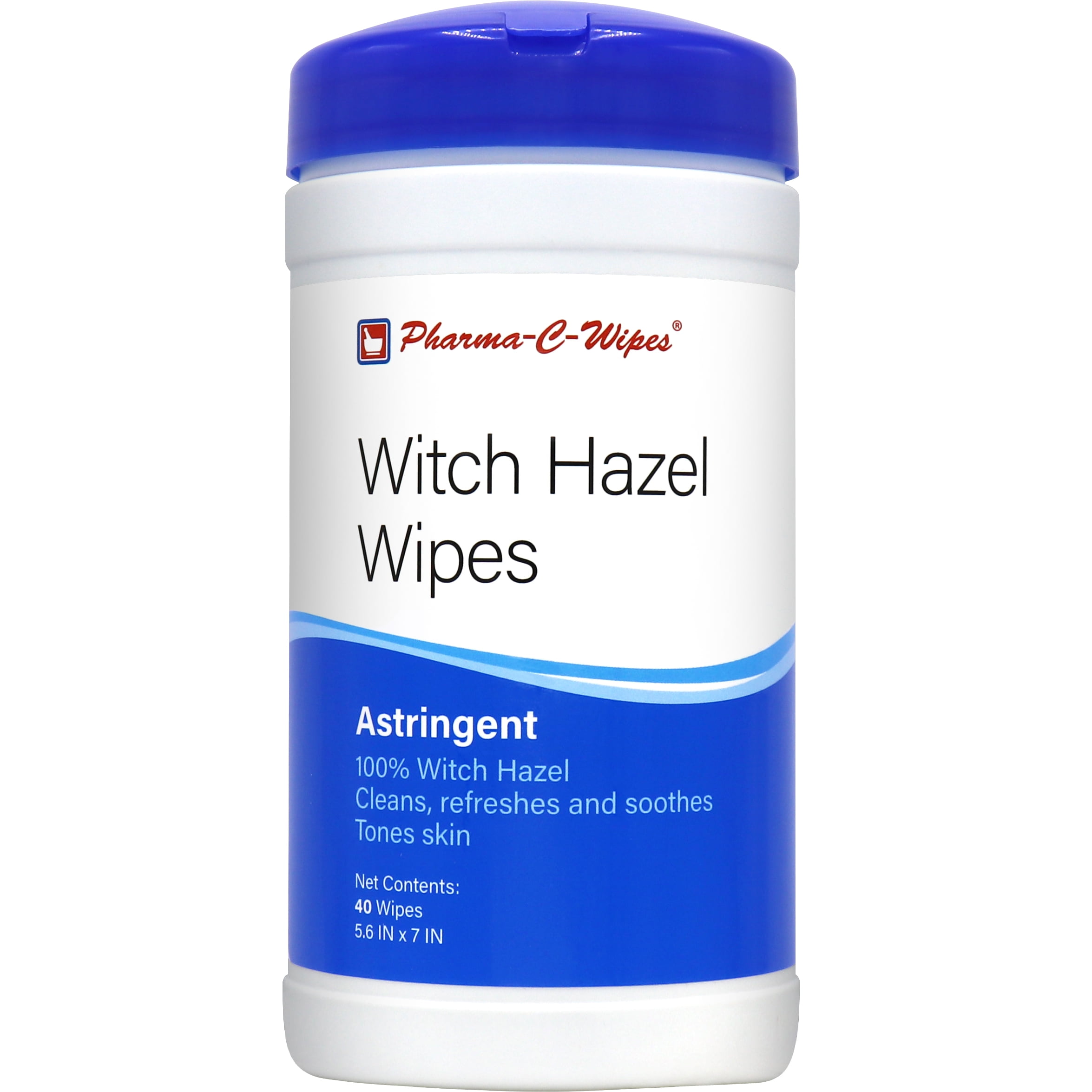 100% Witch Hazel Wipes Toner & Astringent Cleansing Cloths / Wet Wipes.  1 Canister, 40 Wipes