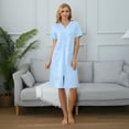 thumbnail image 4 of Richie House Women Zipper Robe Loungewear Short Sleeve Sleepwear Housecoat Bathrobe RHW2898-G-S, 4 of 7