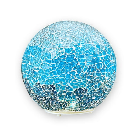 Mosaic Tabletop Ideas Collections Etc Lighted LED Sparkling Blue Mosaic Ball Tabletop Decoration for Any Room in Home, Battery-Operated, Large ()