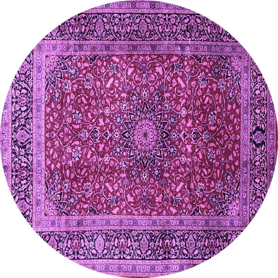 Ahgly Company Indoor Round Medallion Purple Traditional Area Rugs, 5' Round