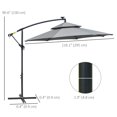 thumbnail image 3 of Outsunny 10FT Solar Powered Patio Umbrella with Crank and Base, Light Grey, 3 of 10