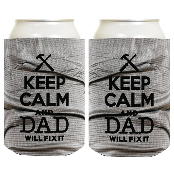 Funny Beer Coolie Keep Calm Dad Will Fix It Father's Day Gift for Dad or Grandpa 2 Pack Can Coolie Drink Coolers Coolies Duct Tape