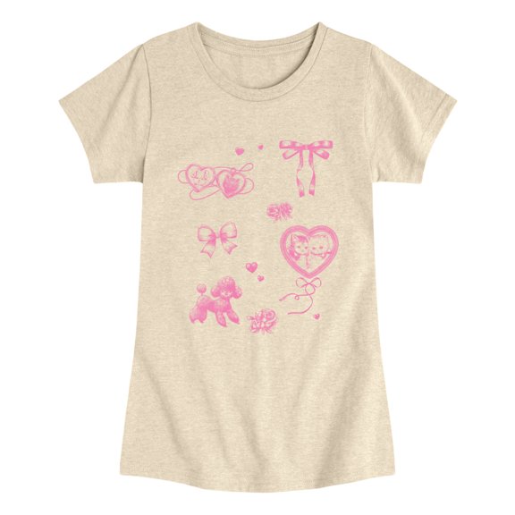 Instant Message - Coquette Animals Fitted Short Sleeve Graphic T-Shirt
