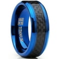 thumbnail image 1 of Men's Titanium Wedding Band, Engagement Ring, Blue Ion Plating and Black Cardon Fiber Inlay 10, 1 of 3