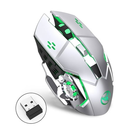 Wireless Optical Laptop Gaming Mouse Rechargeable Game Mice with USB Receiver, Color Changing, Rechargeable with 4 Adjustable CPI Levels for PC Laptop Computer Macbook  Gaming (Best Games For Mac Laptop)