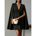 thumbnail image 2 of Zukuco Women's Elegant Cape Blazer Dress - V-Neck Double Breasted Jacket with Split Sleeves & Structured Shoulders, M, 2 of 4