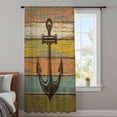 thumbnail image 3 of Nautical Anchor Semi Sheer Curtains Drapes for Living Room, Bedroom, French Doors Window 108 Inches Long, Farmhouse Vintage Old Wooden Grain Rod Pocket Chiffon Curtain Drapery Voile Draperies Panel, 3 of 8