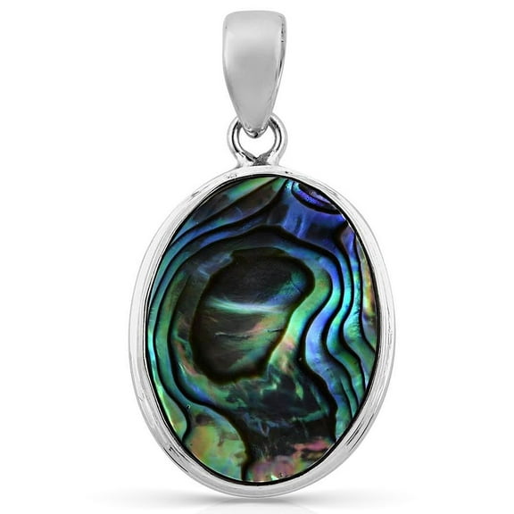 Natural Abalone Pendants for Necklaces - Abalone Shell Pendant in 925 Sterling Silver - Boho Beach Charm Costume Western Jewelry for Women - Anniversary Engagement Christmas Gifts