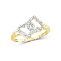 JewelersClub 14K Gold Plated Silver Accent White diamond Open Ring for Women | Diamonds for Everyday Womens Wear