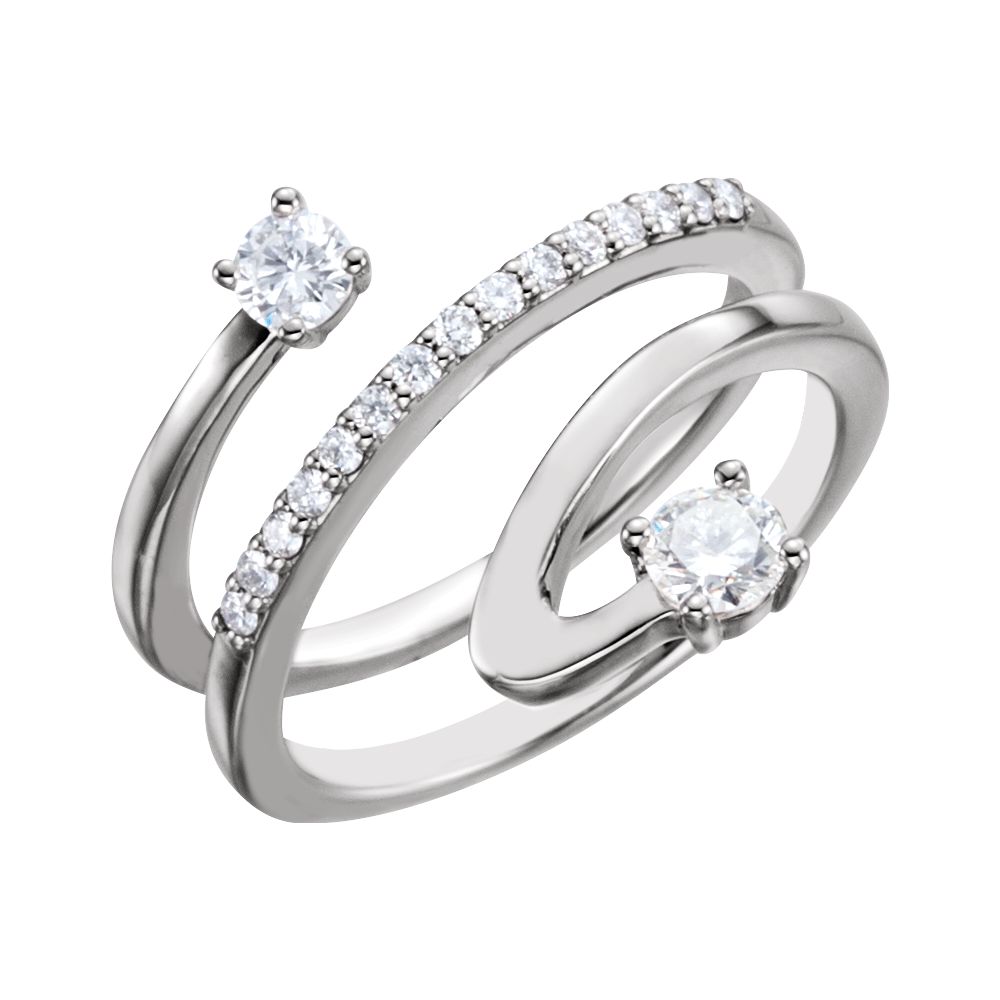 Jewelry 14k White Gold Polished 0.5 Dwt Diamond Freeform Ring Size