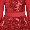 thumbnail image 6 of IBTOM CASTLE Girls Sparkle Sequins Dance Outfit Kids Latin Hip Hop Jazz Dancewear Mesh Long Sleeve Glitter Dress with Shorts Set 红色, 6 of 7