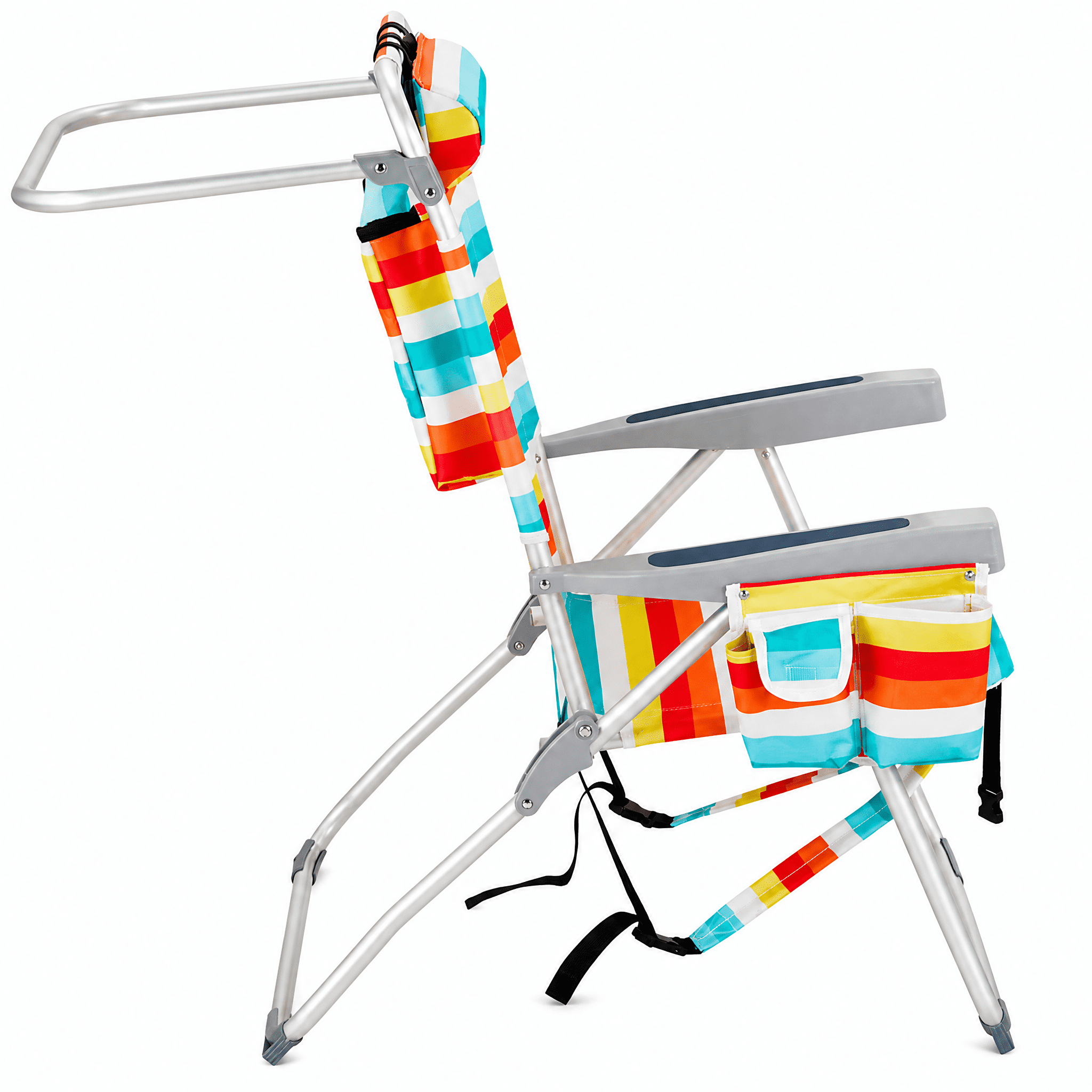 Aluminum Tube Bearing 100kg Beach Chair Rainbow Stripes