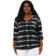 thumbnail image 3 of Women's Plus Size T-shirt Tye Dye Side Slit 3/4 Sleeve Stripe Top Black 3X, 3 of 7