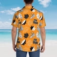 thumbnail image 3 of Lsque Bold Black and White Leaves Orange pattern Hawaiian Shirt for Men, Unisex Summer Beach Casual Short Sleeve Button Down Shirts-XX-Large, 3 of 9