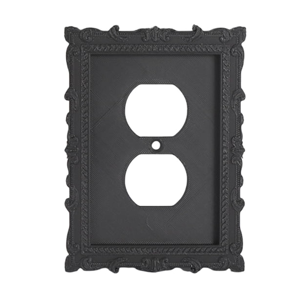 Placa de cubierta para interruptor de luz, placa de interruptor, cubierta de salida clásica negra retro decorativa Estilo B