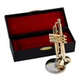 thumbnail image 3 of Miniatura Trompeta Delicada Chapado en Oro Mini Musical Instrumento Adorno, 90mm funda de piano y Feliz Sencillez, 3 of 5