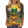 thumbnail image 3 of TaTaai St. Patrick's Day Women's Casual Print Round Neck 3/4 Sleeve T-Shirt Loose Top Gift, 3 of 5