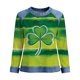 thumbnail image 5 of TaTaai Soft Comfy Womens Long Sleeve Shirt St Patrick Print Patchwork Round Neck Solid Color Casual Blouse Spring Daily Holiday Vacation Party Wear Gift, 5 of 5