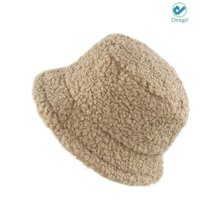 Deago Women's Faux Wool Winter Bucket Hat, Vintage Cloche