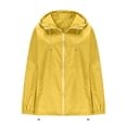 thumbnail image 4 of Jackets for Women Baeitkot Women's Solid Color Winter Fashion Hooded Drawstring Sports Waterproof Raincoat Windbreaker Long Sleeve Jacket, 4 of 9