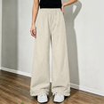 thumbnail image 2 of WAVSUF Girls Wide Leg Pants Elastic Waist Lightweight Ruffle Hem Daily Casual Pants Beige 15, 2 of 6