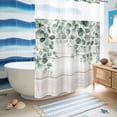 thumbnail image 5 of No Hook Shower Curtain, Eucalyptus Leaves Shower Curtains for Bathroom with See Through Top Window, Spring Summer Botanical Watercolor Waterproof & Washable Bath Curtain Stall 48"x72", 5 of 9