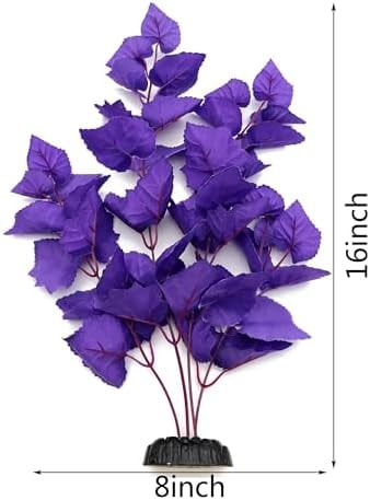 Silk Aquarium Plants, 16 Inch Artificial Silk Plants Decorations for Fish Tank,Aquarium Décor Plastic Plants (Purple, 2 Pack)