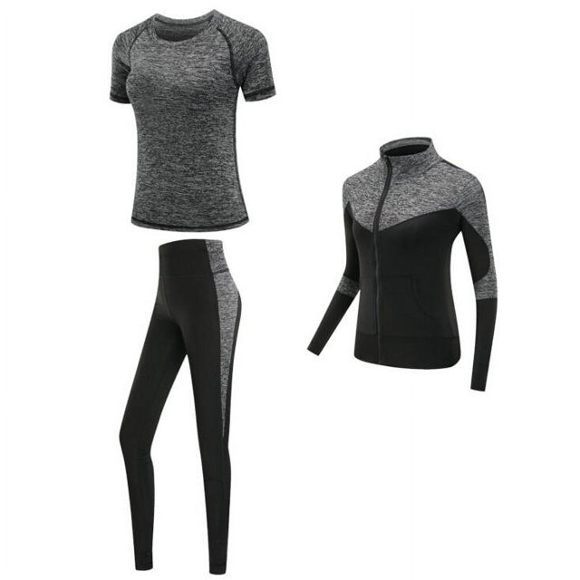 Ropa Deportiva de secado rápido para mujer, conjunto de ropa de yoga para gimnasio, traje de abrigo, sujetador, camiseta y leggings para entrenamiento, 2019