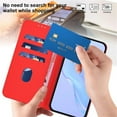 thumbnail image 6 of Wallet Case Compatible for Google Pixel 10a, PU Leather Magnetic Closure Protective Flip Folio Case with 3 Card Holder and Wrist Strap Cover Women Men,Red,For Google Pixel 10a, 6 of 11