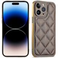 thumbnail image 1 of Funda de teléfono de PU galvanizada para iPhone 14 Pro Max, marrón, 1 of 5