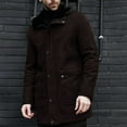 thumbnail image 5 of Yiliang Men's Suede Thick Insulation Jacker Hooded Casual Jacket Coat,Coffee,M, 5 of 6