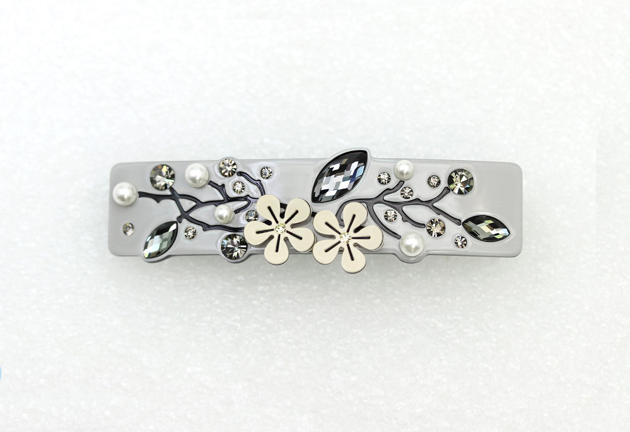 Faship Premium  Black Cellulose Acetate Floral Art Deco Hair Claws Clips