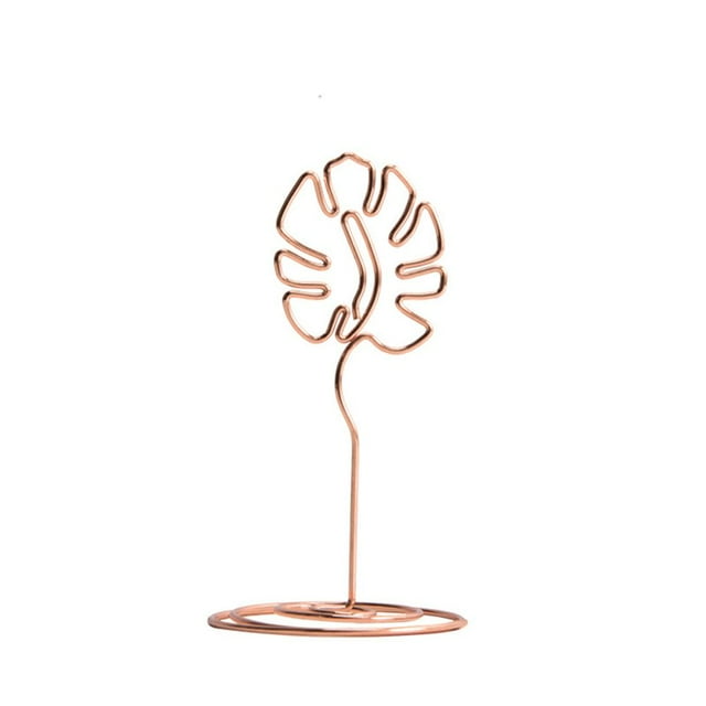 pitrice Metal Plating Leaf Shape Business Card Holder Stand Desktop Decoration Gift Note Clip Office Ornaments