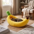 thumbnail image 4 of Cute Banana Shaped Dog Cat Bed, Soft Plush Pet Mattress with Raised Sides, Funny Pet Bed for Small Medium Pets Indoor Use, 4 of 6