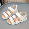 thumbnail image 2 of Splozh Girls Summer Sandals Summer Childrens Sandals for Girls Flower Dress Shoes Party Wedding Shoes for Child White,US 6, 2 of 9