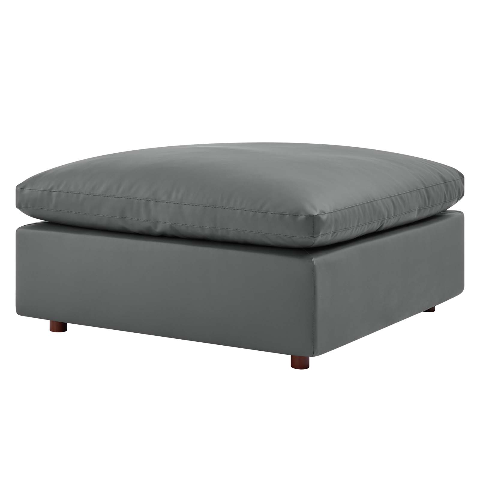 Luxurious Gray Vegan Leather Plush Ottoman, 39"L x 19"H