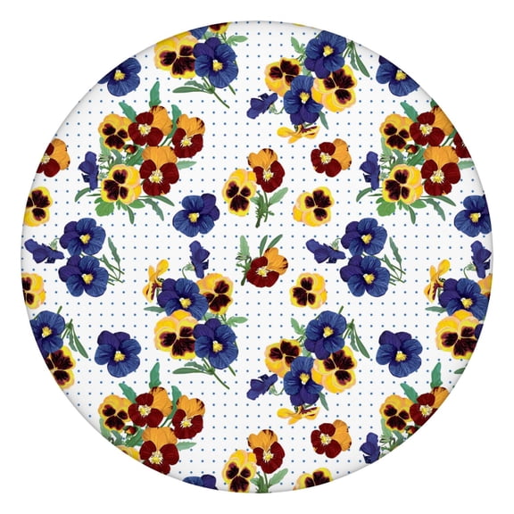 Elastic Fit Tablecloth with Elegant Floral Print, Water-Resistant Polyester for Round Dining Table or Garden Setup, Fits 44-52 Inch Surface