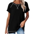 thumbnail image 2 of SDNall Summer T-Shirt for Women Solid Color Short Sleeve Casual Round Neck Side Split Fashion T-Shirt Short Sleeve Round Neck T-Shirt (Black,Sizes:S-2XL), 2 of 9