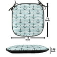 thumbnail image 5 of Anchor Chair Seating Cushion Set of 4, Pattern with Anchors Modern Adventurous Striped Coastline Marine, Seat Pads for Office with Anti-slip Backing, 16"x16", Pale Blue Dark Green, by Ambesonne, 5 of 6
