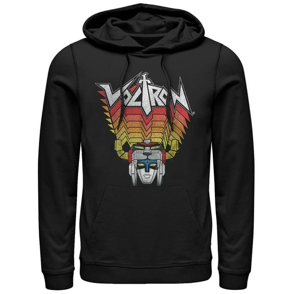 Men's Voltron: Defender of the Universe Robot Stripes  Pull Over Hoodie Black Large
