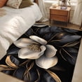 thumbnail image 4 of 3'x5' Area Rugs, Black Gold Flower Indoor Outdoor Area Rug for Living Room Bedroom, Gradient Luxurious Floral Botanical Washable Bathroom Rugs Kitchen Floor Carpet Mats Home Decor Aesthetic, 4 of 8