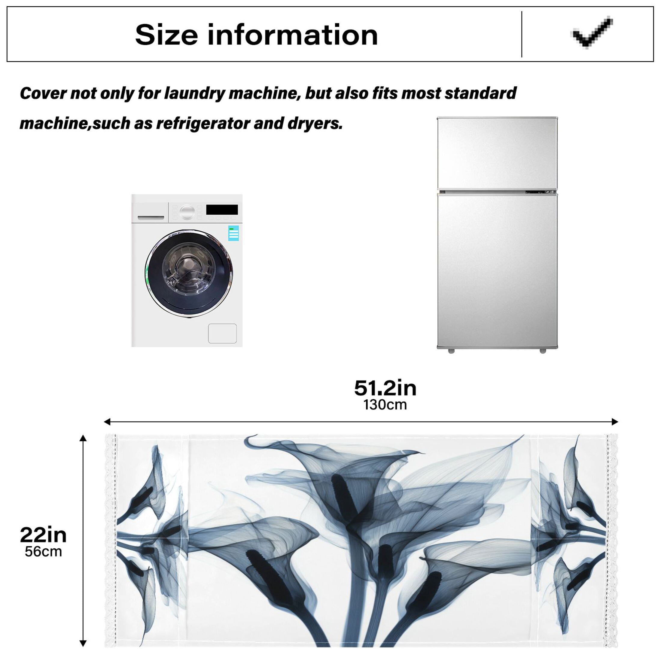 Wobogo Arum Lilies Washing Machine Cover Dustproof Washer Dryer Cover Waterproof Laundry Room Decorative Protector