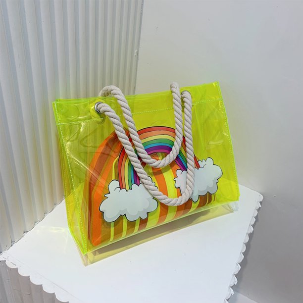 Bolso de playa para mujer Moda con monedero Bolsos transparentes Bolso de verano (Amarillo)