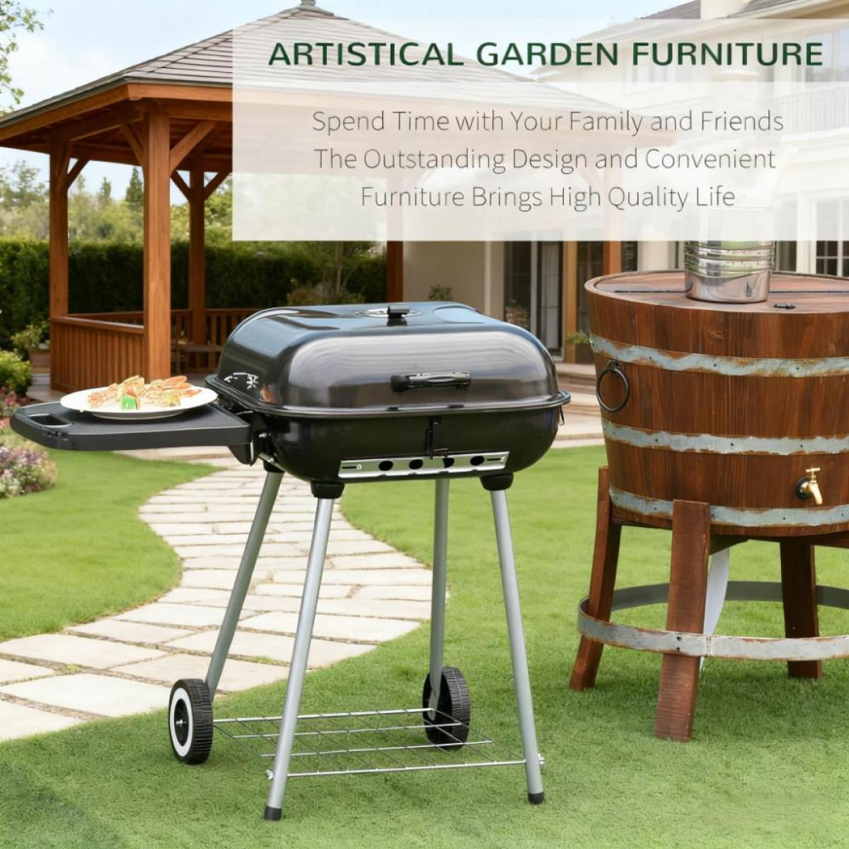 22" Charcoal Outdoor Barbecue Grill  Heavy-Duty Cooking Grill for Backyard BBQ & Outdoor Events