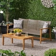 thumbnail image 2 of Camdyn Outdoor Wood and Wicker Sofa and Coffee Table Set, Mixed Mocha, 2 of 7